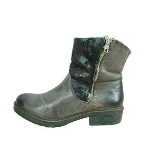 Eric Michael Multicolor Leather Double Zip Shearling Lined Ankle Boots Size 7.5